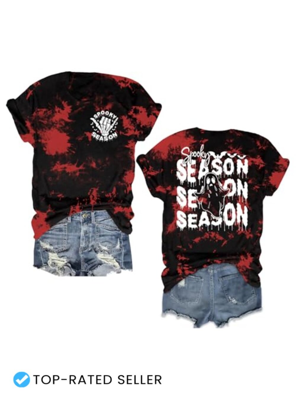 Halloween Ghost Cotton Blend T-Shirt for Women